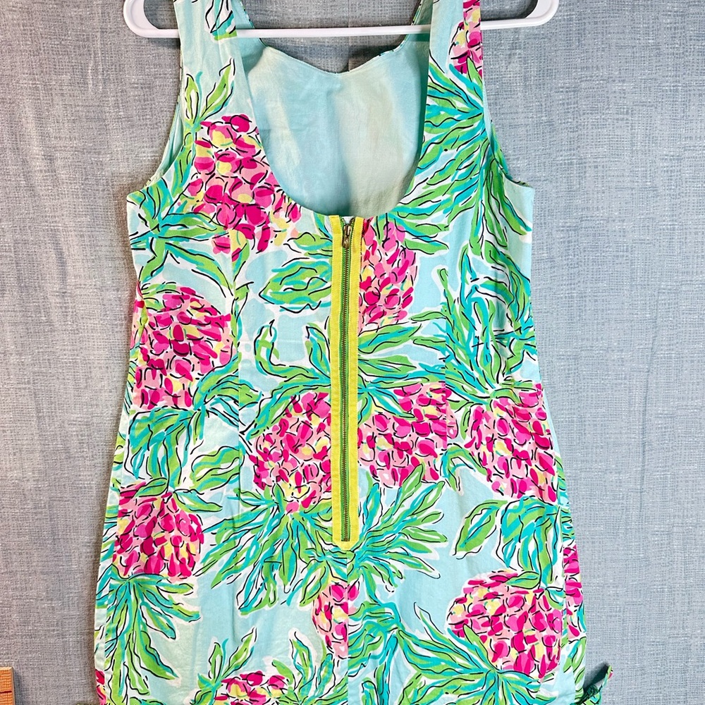 Lilly Pulitzer Pineapple Print Sleeveless Midi Dress - Aqua, Pink & Green - Picture 4 of 14